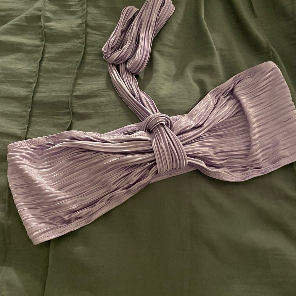 Resort Wear! Lavender Pleated Bandeau Two Piece